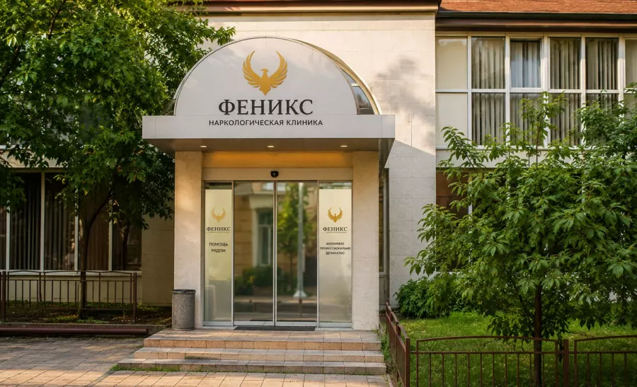 Вход в наркологическую клинику «Феникс» в Звереве